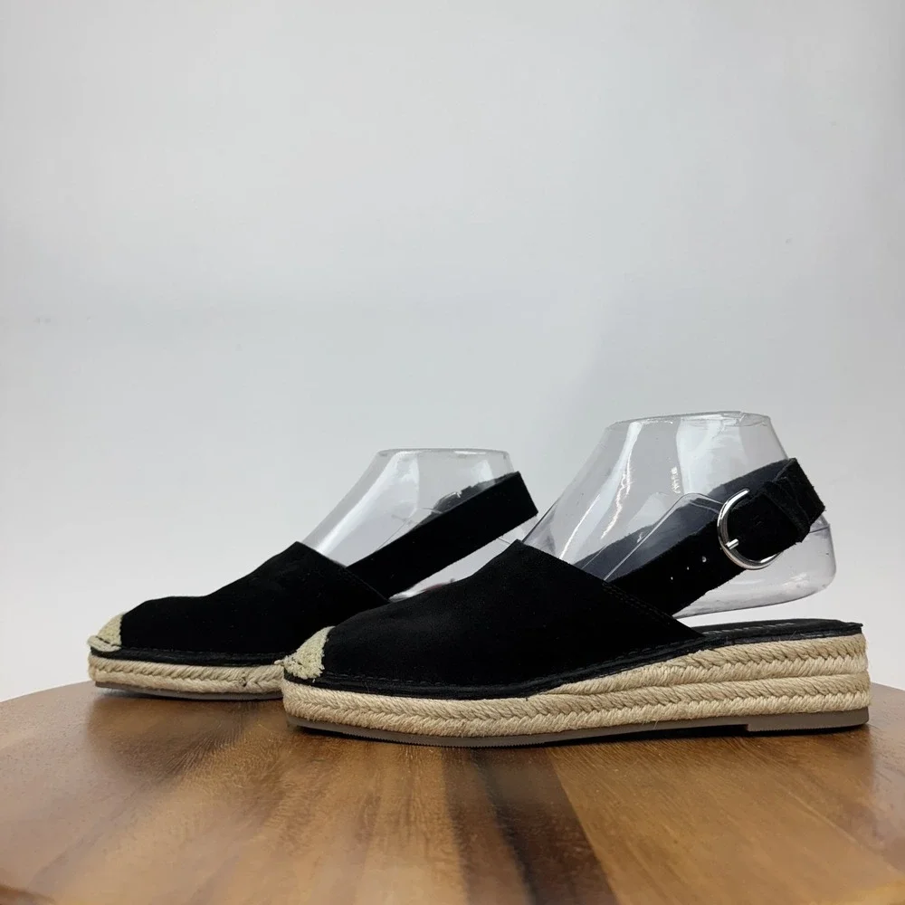New Womens Blondo Hiliana Black Suede Slingback Espadrille Mules Size 6 M NWOB‎